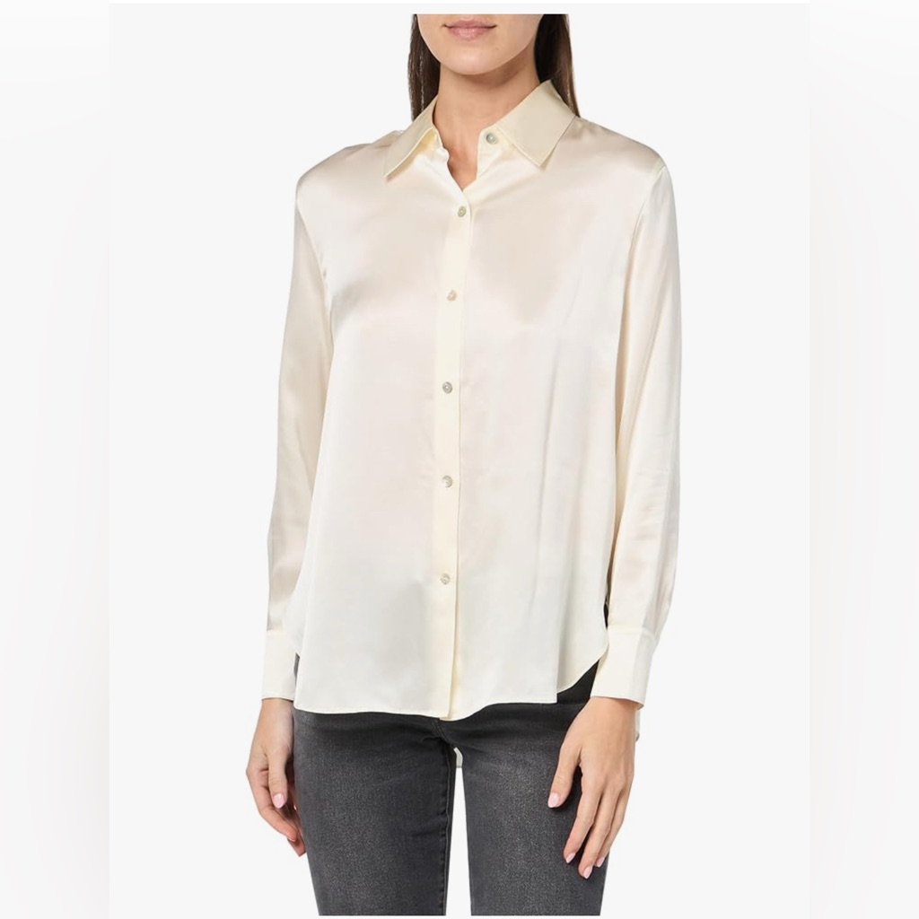 Club Monaco Women's Silk Charmeuse Button Down Shirt